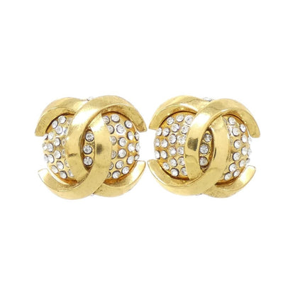 Chanel Vintage Earrings Gold Crystal