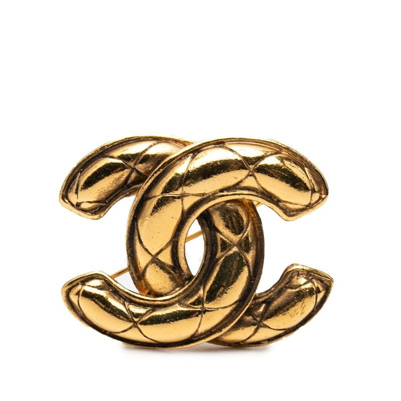 Chanel Quilted CC Logo Gold Plated Brooch