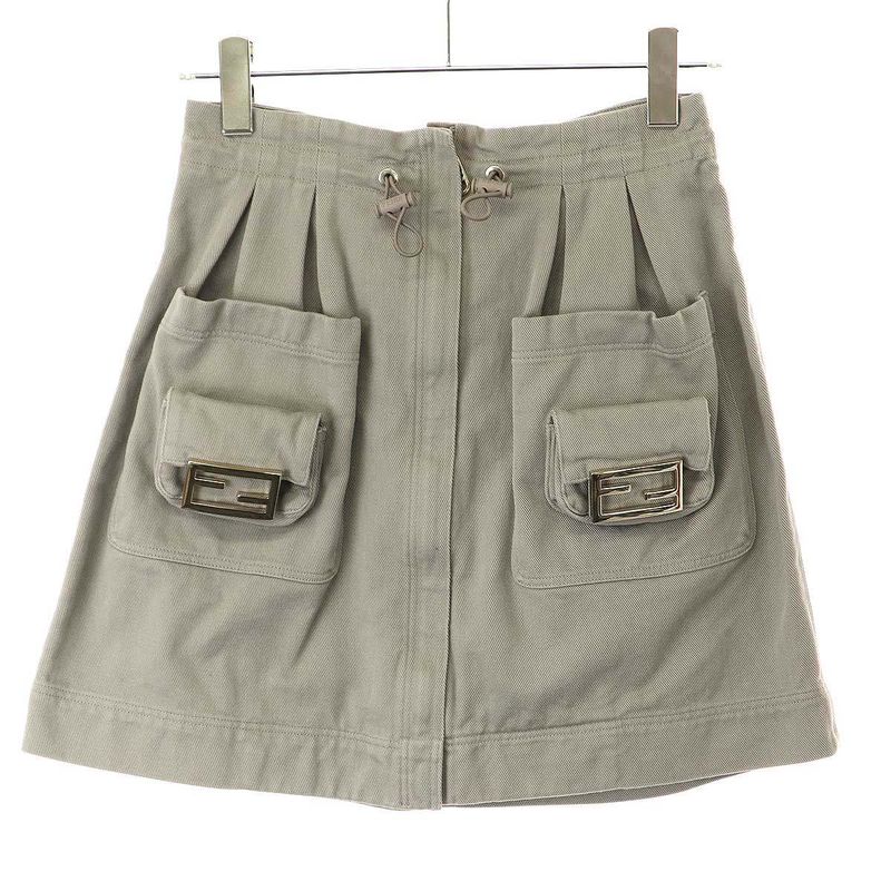 Fendi 22aw Baguette 25th Anniversary Cotton Drill Skirt Fq7439 Am34 Beige 38