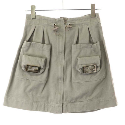 Fendi 22aw Baguette 25th Anniversary Cotton Drill Skirt Fq7439 Am34 Beige 38