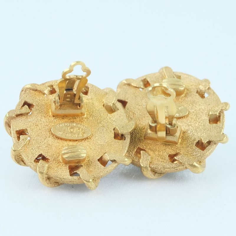 Chanel Coco Mark Gold Plated And Leather Gold 94P Ladies 24.1g Earring