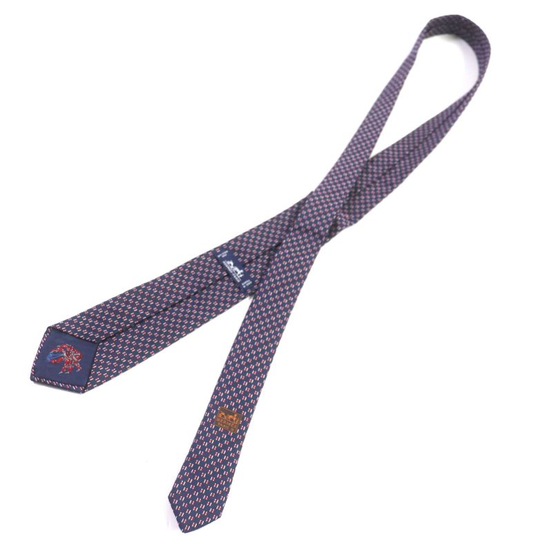  Hermes 339320t H Flamboyant Web 100% Silk Marine/rouge/blanc Spider Tie With