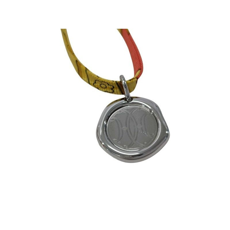 Hermes Necklace Tourbillon Silver Multicolor Metal Silk Cord