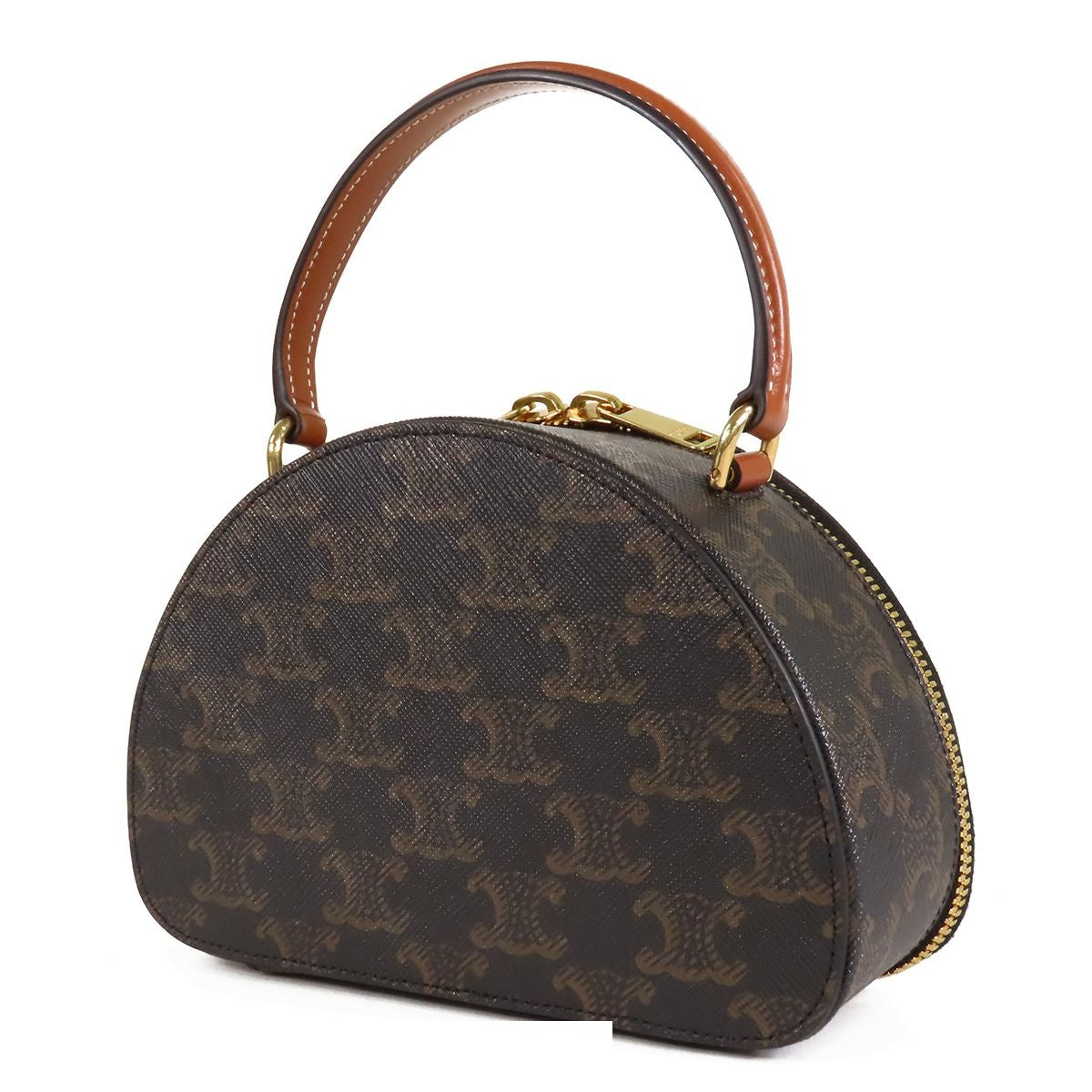 Celine Half Moon Case Tan Calfskin Triomphe Canvas 3way Shoulder Bag — view 2