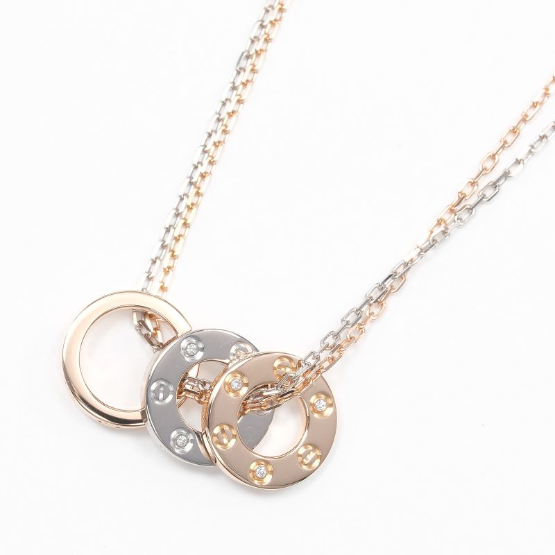 Cartier Love Three Hoops 18K Pink Gold X 18K White Gold X Diamonds Ladies 8.8g
