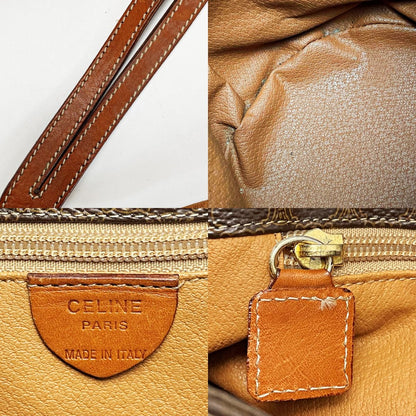 Celine Macadam Pattern T06 Brown Backpack Vintage PVC×leather Ladies Gold