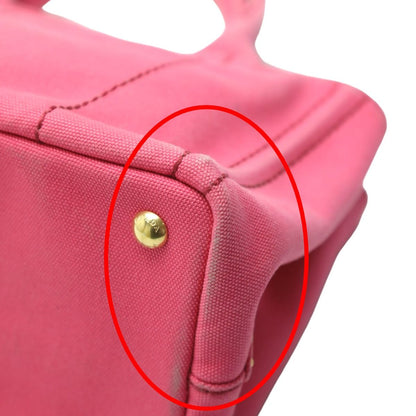 Prada 1 Bg439 Cotton Canvas Tote Bag Canapa Mini Pink