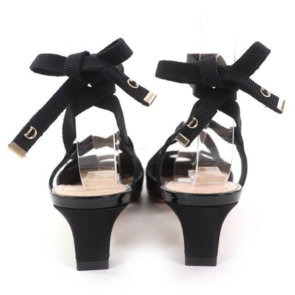 Christian DIOR D-envol Patent Leather Square Toe Lace Up Pumps Black 36 With