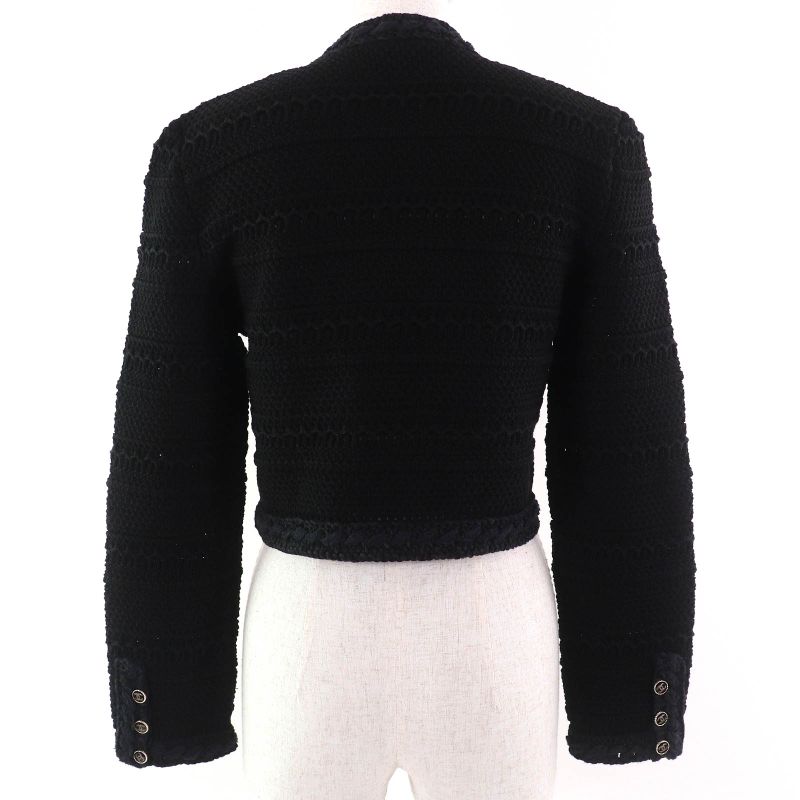 CHANEL 21P P70500 100% Cotton Coco Mark Button Coco Button Cropped Knit