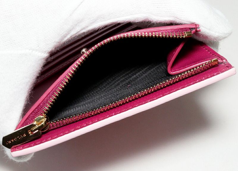 Bulgari Infinitum Logomania Compact Wallet With Coin Purse Calf Pink And Magenta