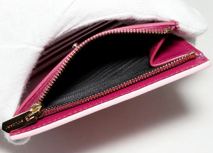 Bulgari Infinitum Logomania Compact Wallet With Coin Purse Calf Pink And Magenta