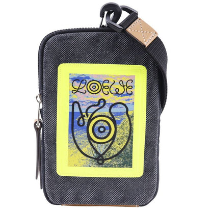 Loewe Eye Loewe Nature Neck Pouch Phone Pouch Canvas Gray/yellow Men's Pouch