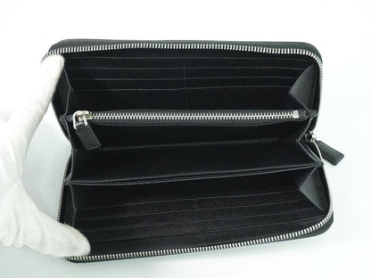 Authentic Prada Saffiano Leather Round Zipper Long Wallet Long Wallet Black