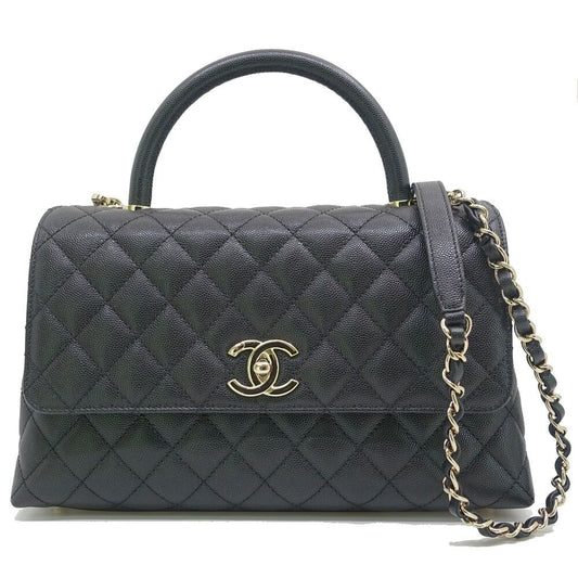 Chanel Large Top Handle Flap Bag Grain Calfskin BK