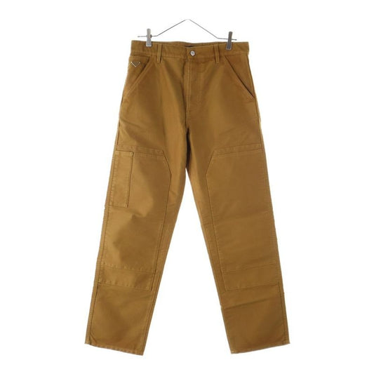 Prada 24 AW Moleskin Pants Light Brown Double Knee Button Fly Painter