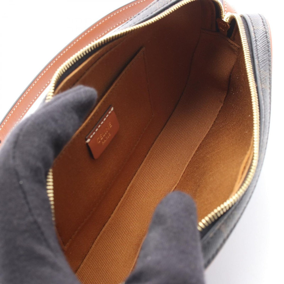 Celine Shoulder Bag Triomphe Mini Black Multi Canvas Brown Multi-color — view 3