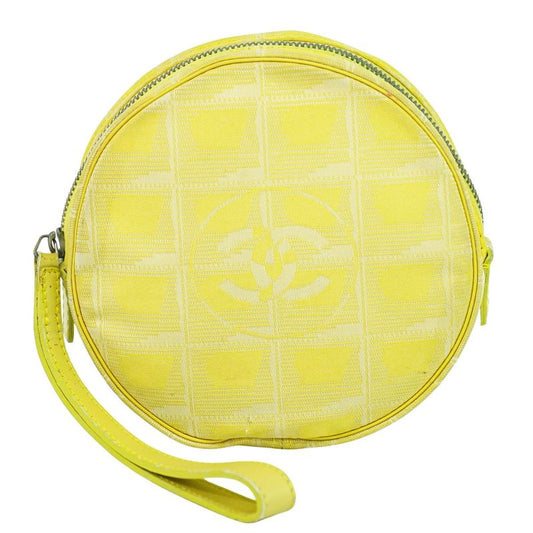 Authentic Chanel Coco Mark New Travel Line Pouch Small Pouch Nylon Yellow New