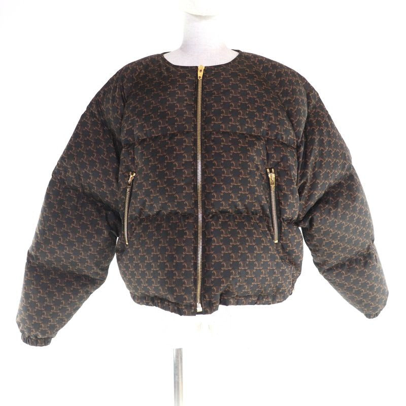 Celine 2 N Triomphe Macadam Bomber Down Jacket Outerwear Brown 40