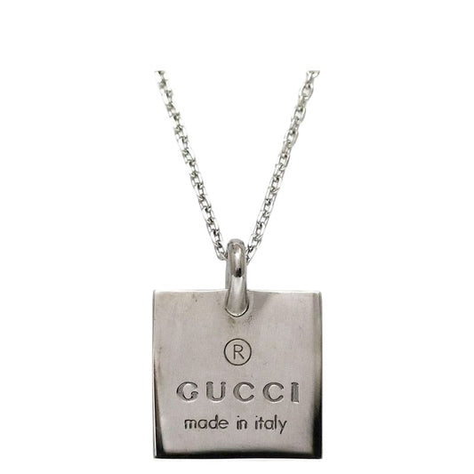 Gucci Square Logo Plate Necklace Silver