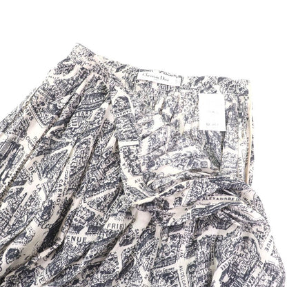 Christian DIOR 351j90a3294 100% Cotton Pleated Midi Plain Paris Skirt With