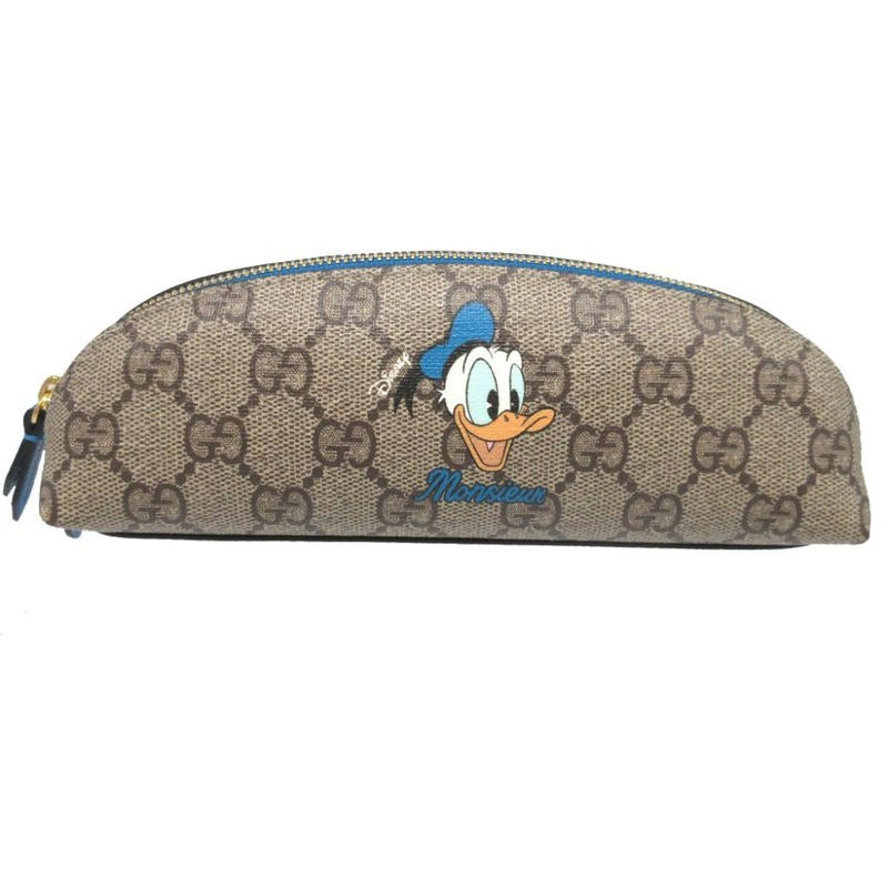 Gucci GG Supreme Beige Blue Donald Duck Disney Collaboration Pencil Case