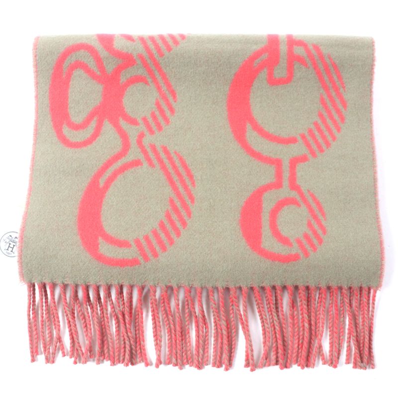  Hermes Dre Buckle 100% Cashmere Fringed Scarf Glaze Pink With Box Made In