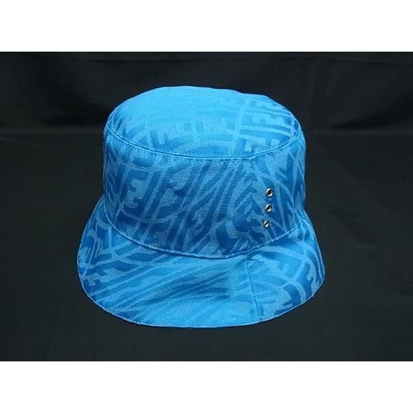Fendi Zucca Pattern Polyester Cotton Bucket Hat Cap 59 Blue — view 2