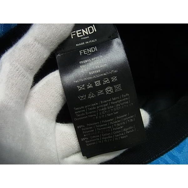 Fendi Zucca Pattern Polyester Cotton Bucket Hat Cap 59 Blue — view 4