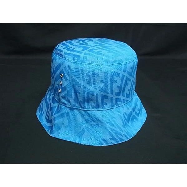 Fendi Zucca Pattern Polyester Cotton Bucket Hat Cap 59 Blue