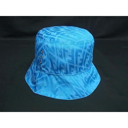 Fendi Zucca Pattern Polyester Cotton Bucket Hat Cap 59 Blue