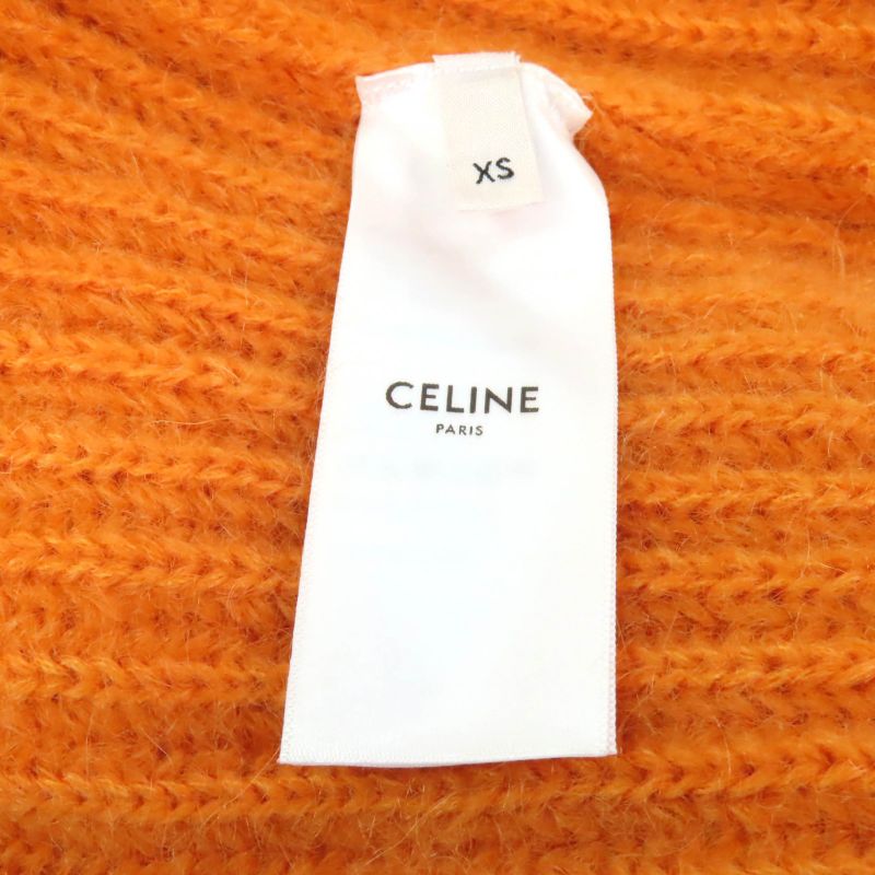 Celine 2a38t377n Mohair Silk Blend Cropped Length V-neck Long Sleeves Knit