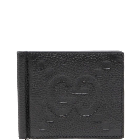Gucci Jumbo GG Fold Wallet Money Clip Black Leather