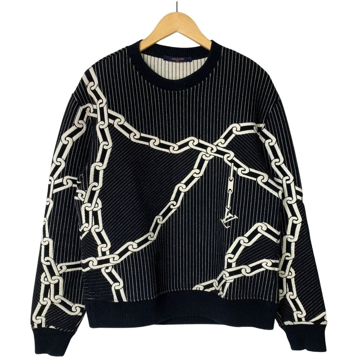 Louis Vuitton Chain Pattern Sweatshirt Vccm09 Black Winter Size XS