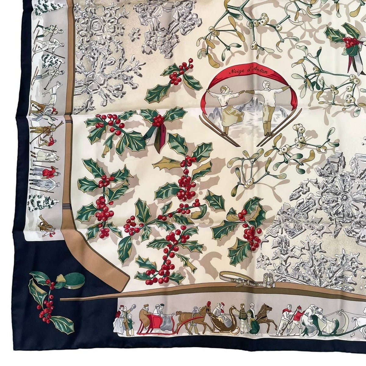 Hermes Scarf Silk Carre 90 Neige D'antan Last Year's Snow Black — view 4
