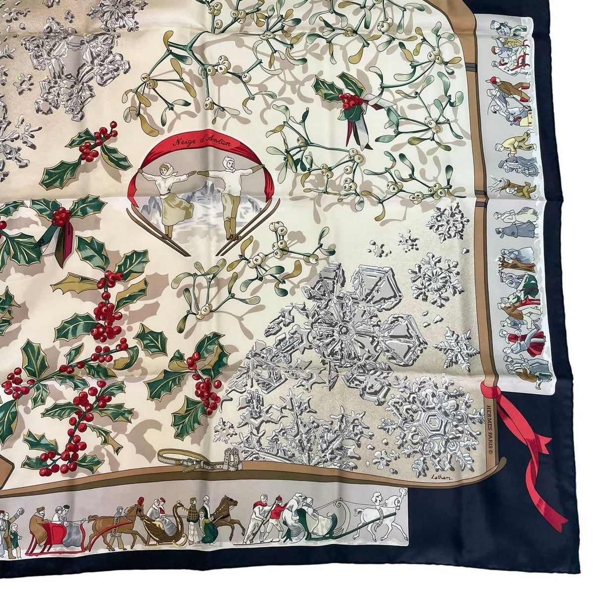Hermes Scarf Silk Carre 90 Neige D'antan Last Year's Snow Black — view 5