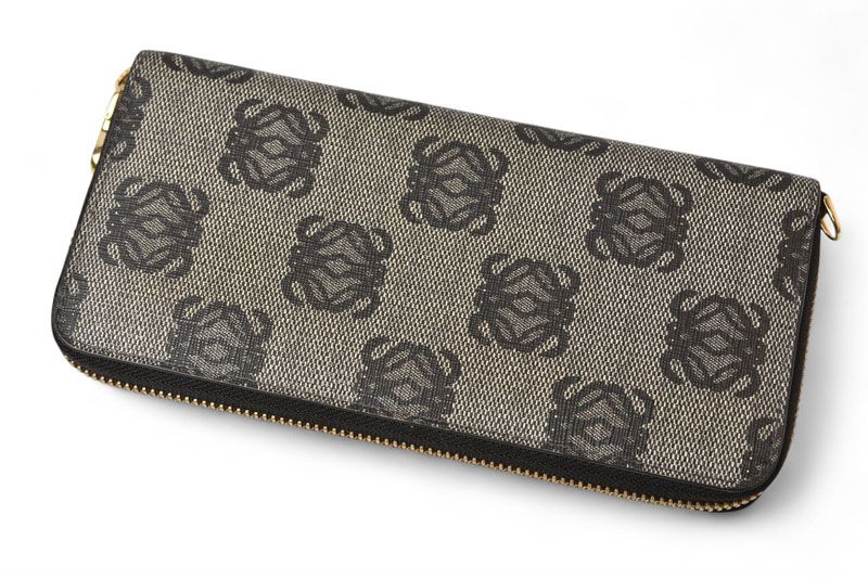 Loewe Wallet Loewe Long Wallet ZIP Around Anagram Gray Black