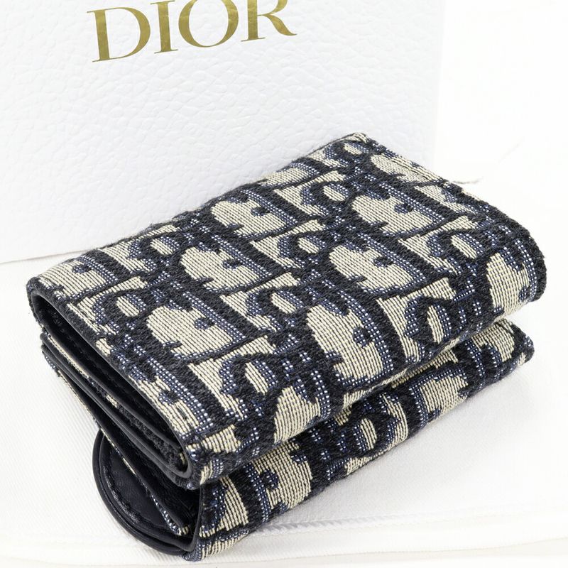 Dior Trifold Wallet With Coin Purse Oblique Saddle Compact Wallet Canvas X Calf