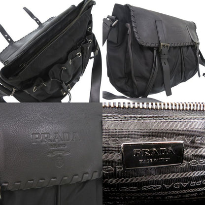 Prada Messenger Bag Bt0582 Crossbody Shoulder Bag Leather Nylon NERO 1191 Prada