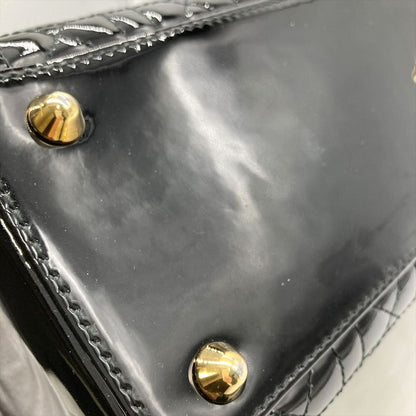 Dior Lady Dior Large Cannage Handbag Patent Leather Black Gold Hardware Women