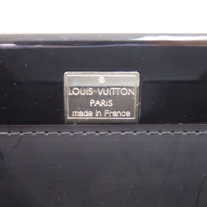 Louis Vuitton Plastic Leather Black Silver Hardware LV Black Handbag 0745 Louis