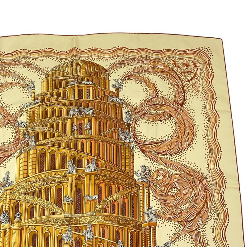 Hermes Carre 90 LES Rivieres DE Babel River Of Babel Scarf 100% Silk Yellow