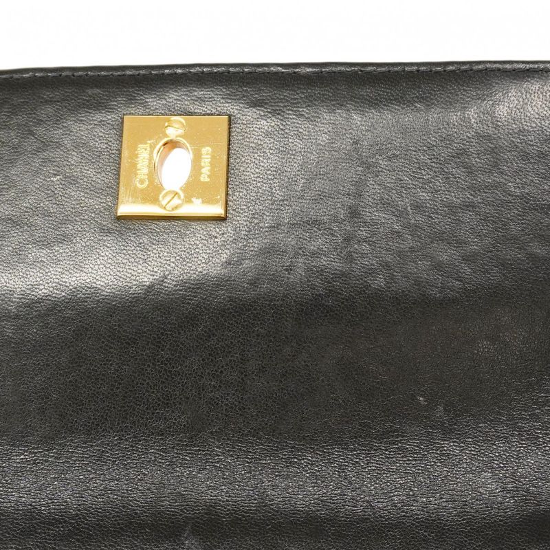 Chanel Handbag Matelasse Lambskin Black Gold Hardware Women