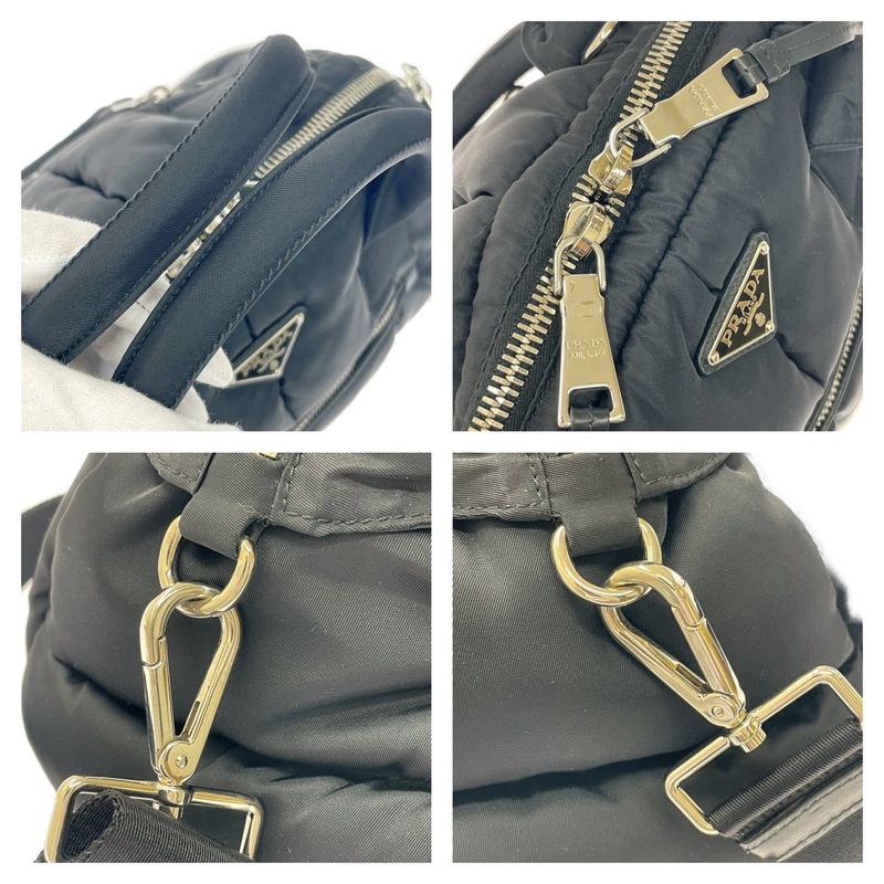 Prada Bl0881 Nylon 2way Bomber Handbag Black 408619 Handbag