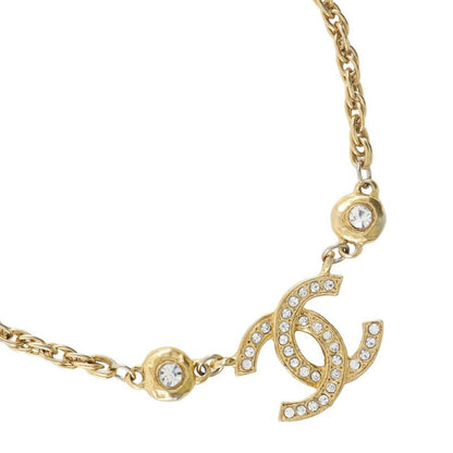 Chanel Coco Mark Vintage Gold Plated And Rhinestone Ladies 29.5g Necklace