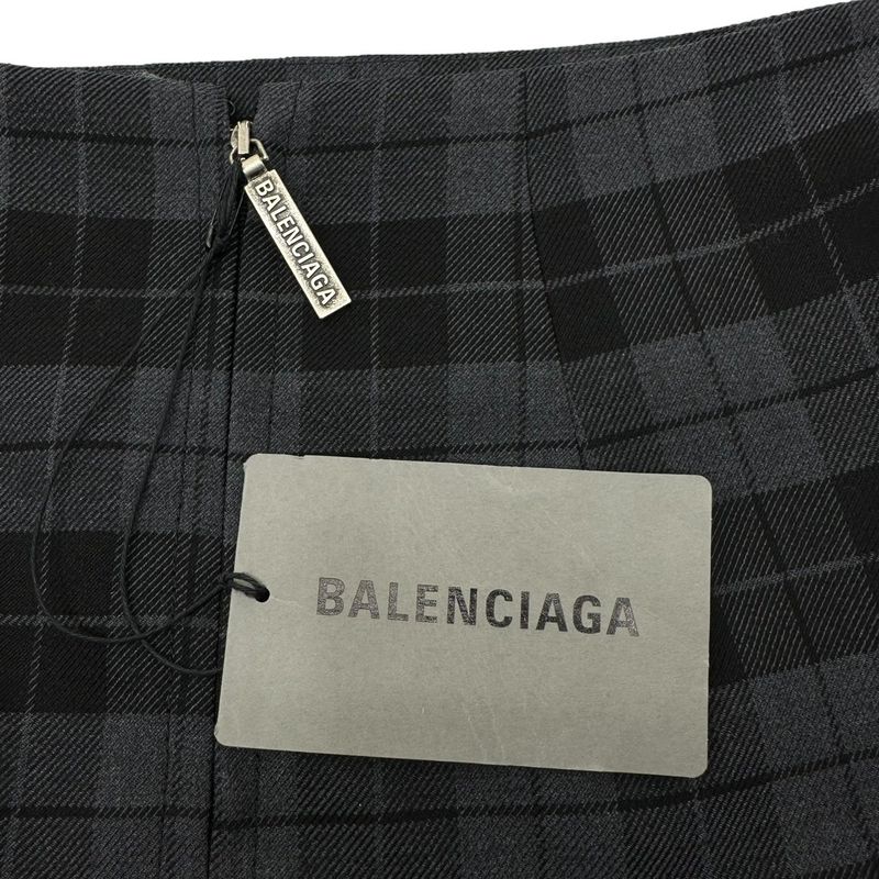 Balenciaga 19ss Plaid Draping Skirt Checked 3d Cut Skirt 34(xs) Gray×black