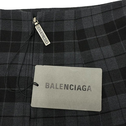 Balenciaga 19ss Plaid Draping Skirt Checked 3d Cut Skirt 34(xs) Gray×black