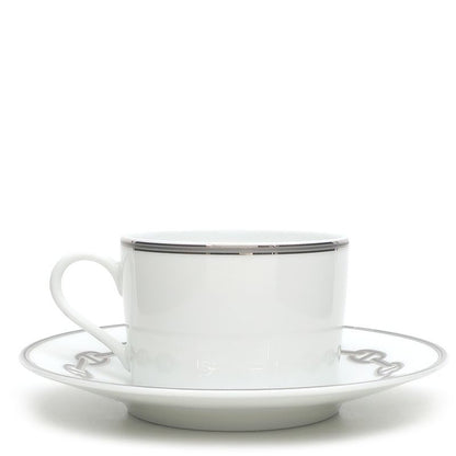 Hermes Tableware Chaine D'ancre Morning Cup and Saucer Porcelain Platinum
