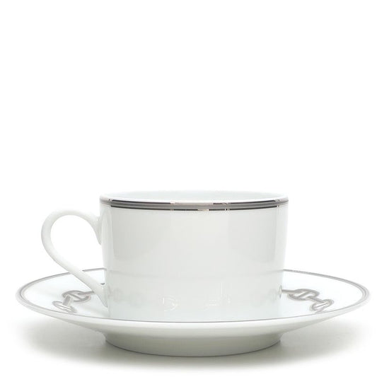 Hermes Tableware Chaine D'ancre Morning Cup and Saucer Porcelain Platinum