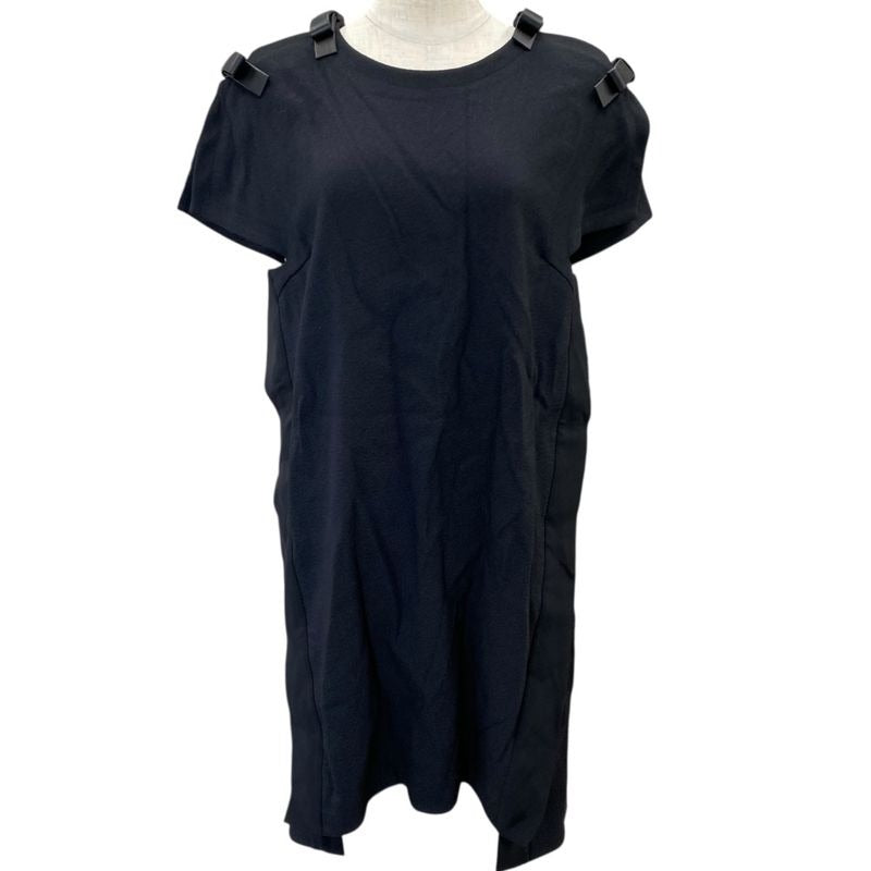 Fendi Dress Mini Open Shoulder Leather Ribbon Slit Black