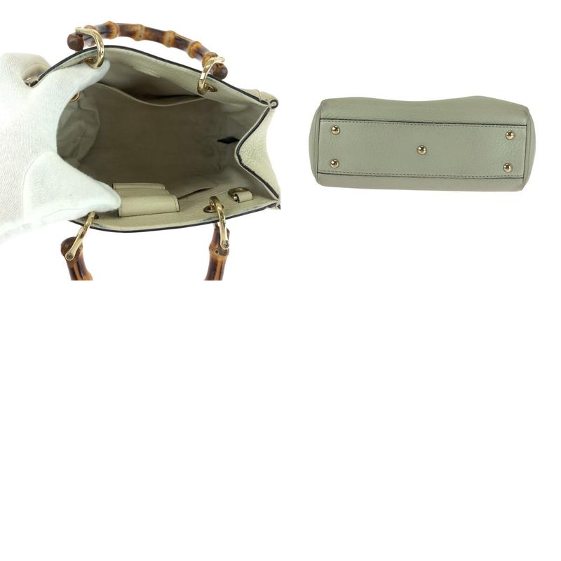 Gucci Bamboo Ivory Brown Gold Hardware Leather 368823 Handbag Women 504677